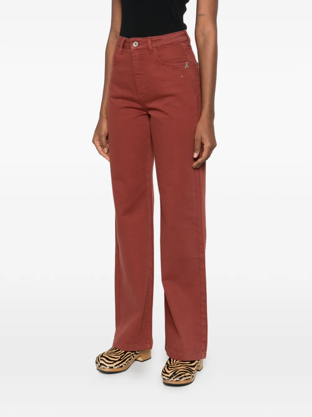 Patrizia Pepe High waist straight jeans Rood