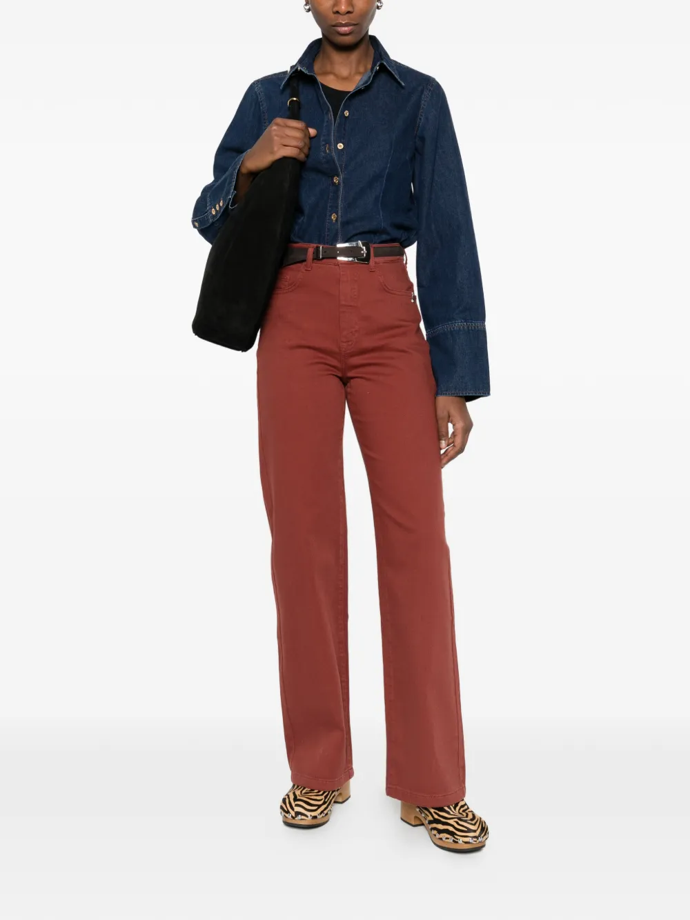 Patrizia Pepe High waist straight jeans Rood