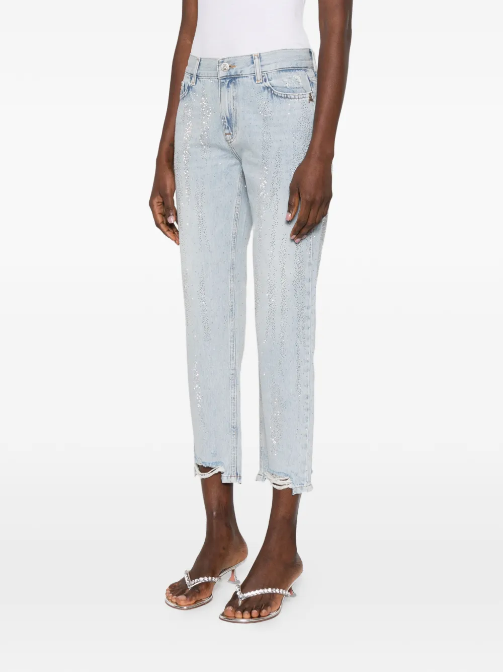 Patrizia Pepe Verfraaide gerafelde jeans Blauw