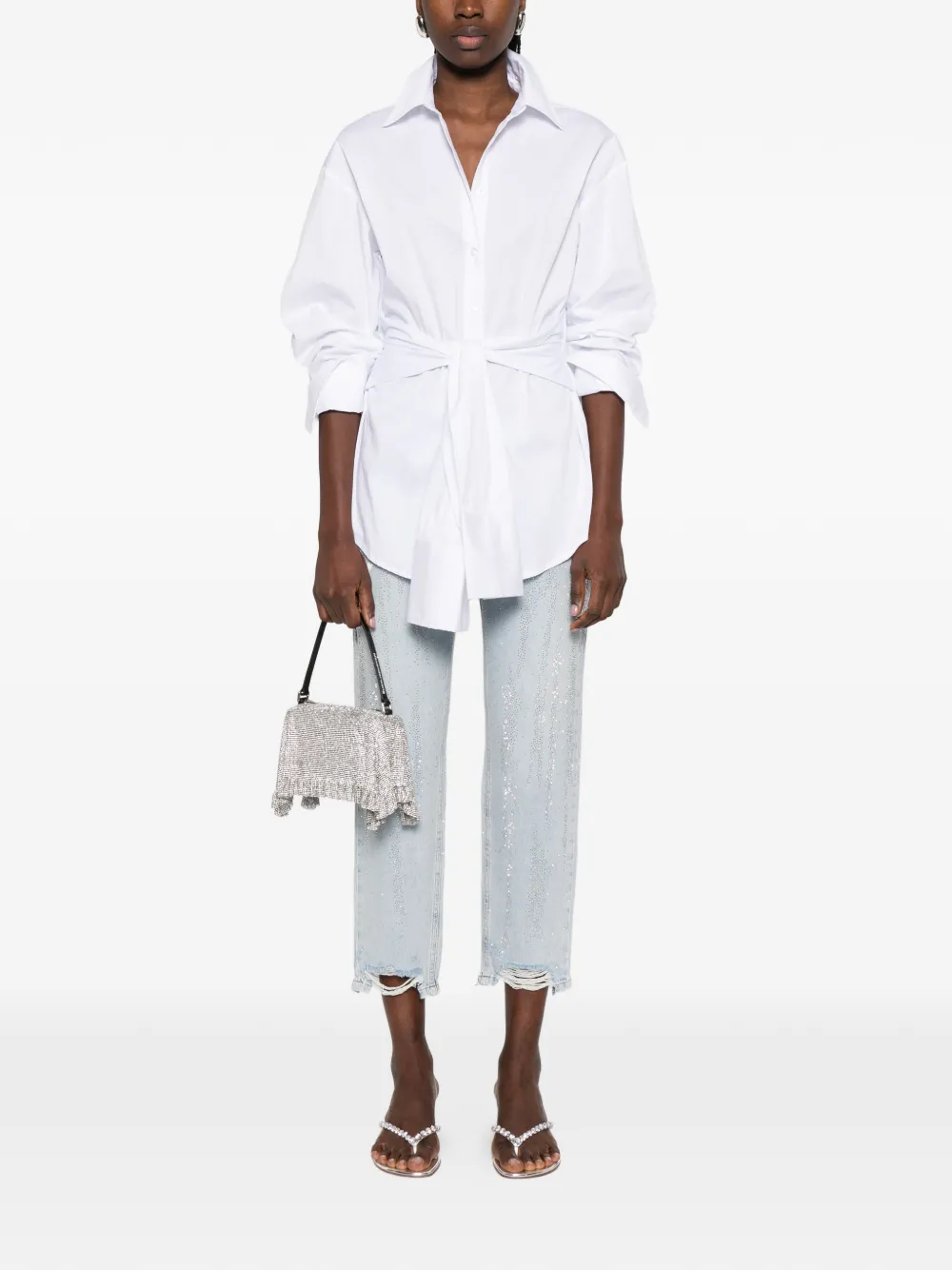Patrizia Pepe Verfraaide gerafelde jeans Blauw
