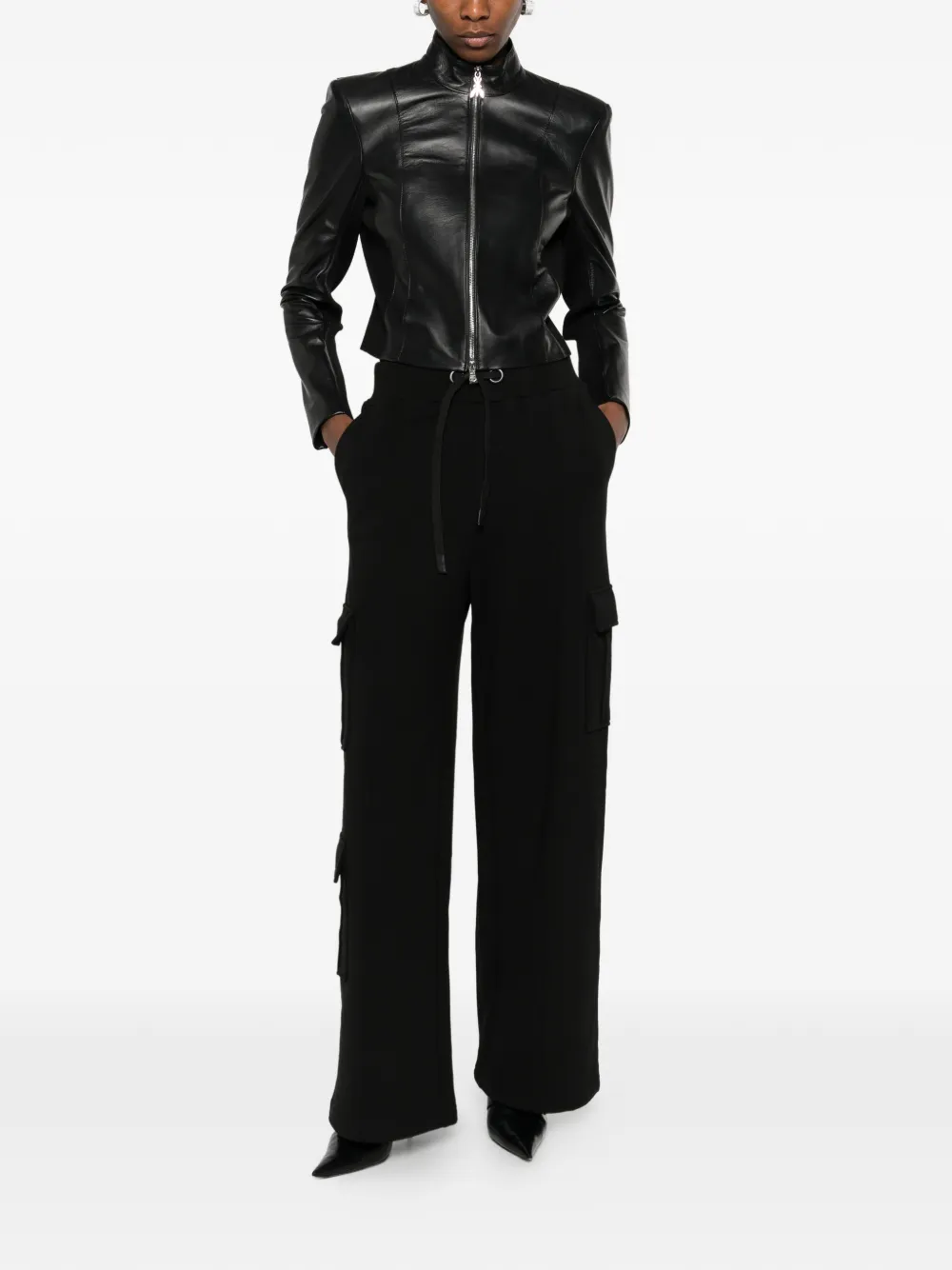 Patrizia Pepe cargo fleece track pants - Nero