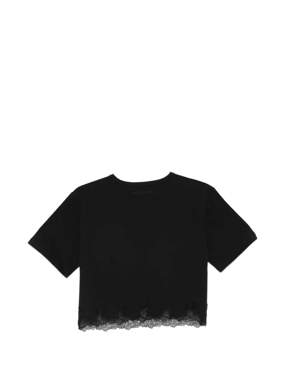 Patrizia Pepe Cropped T-shirt met kant Zwart