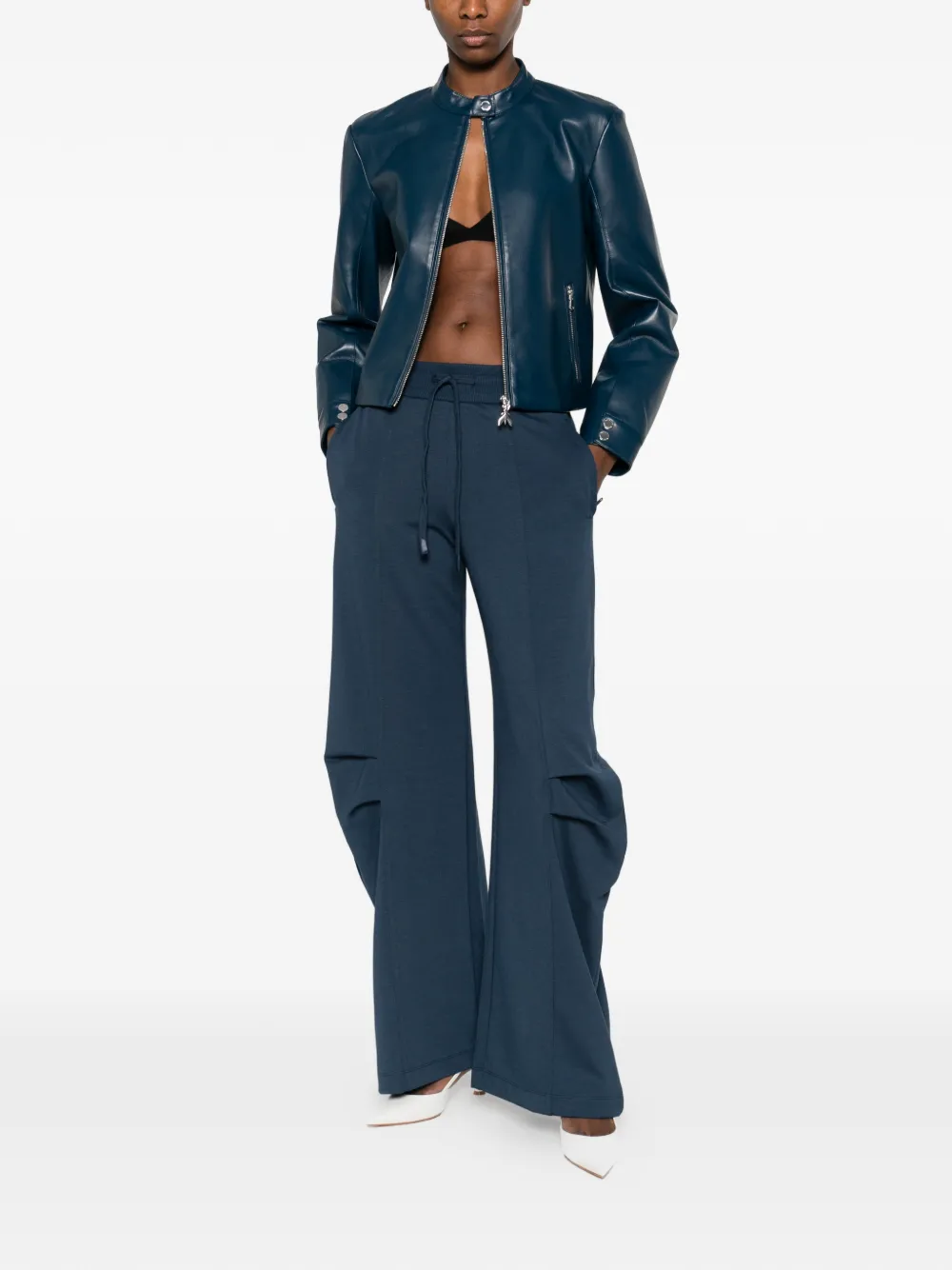  Patrizia Pepe Coated Fabric Biker Jacket - Blue 