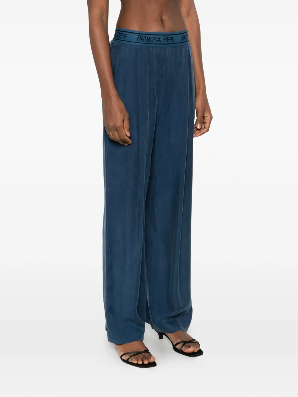 Patrizia Pepe Palazzo broek met elastische tailleband Blauw