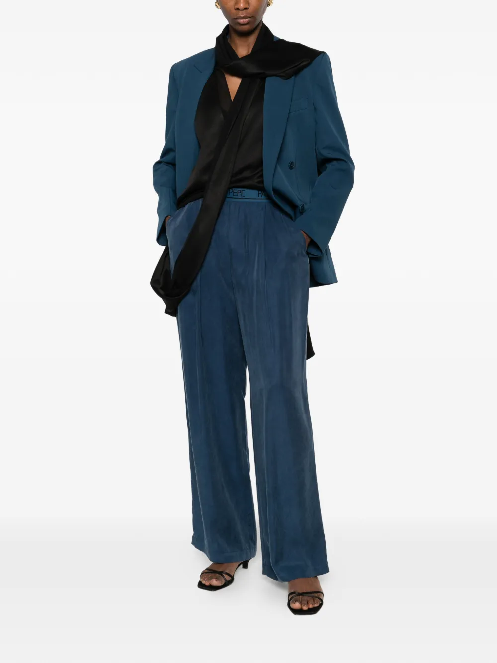 Patrizia Pepe Palazzo broek met elastische tailleband Blauw