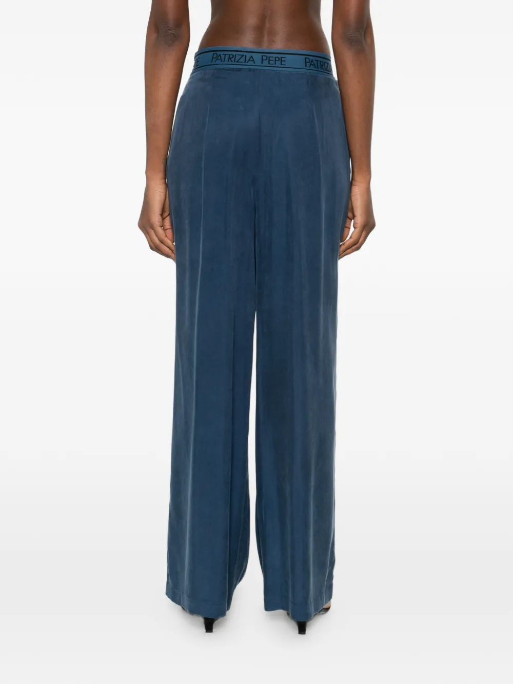 Patrizia Pepe Palazzo broek met elastische tailleband Blauw