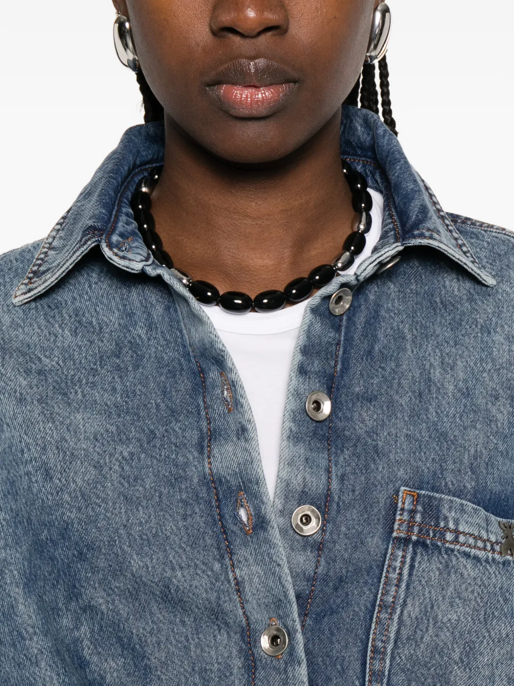 Patrizia Pepe Denim blousejurk met knopen Blauw