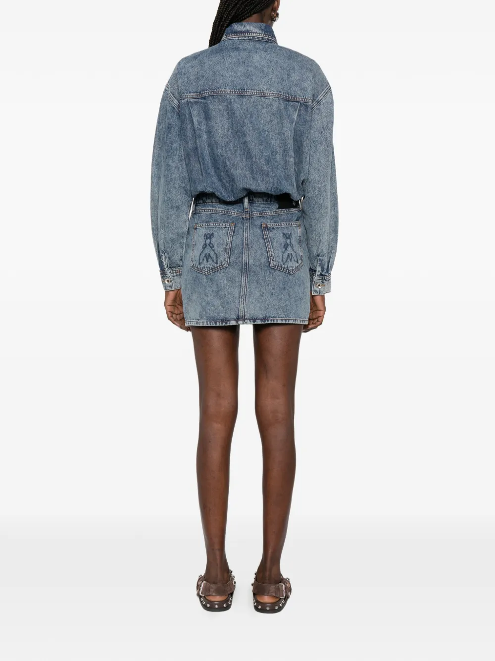 Patrizia Pepe Denim blousejurk met knopen Blauw