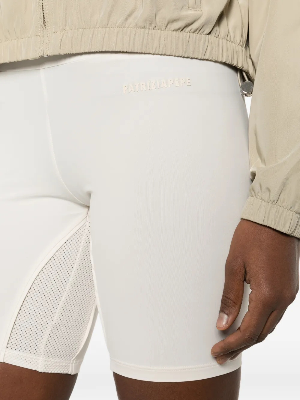 Patrizia Pepe Fietsshorts met mesh vlak Beige