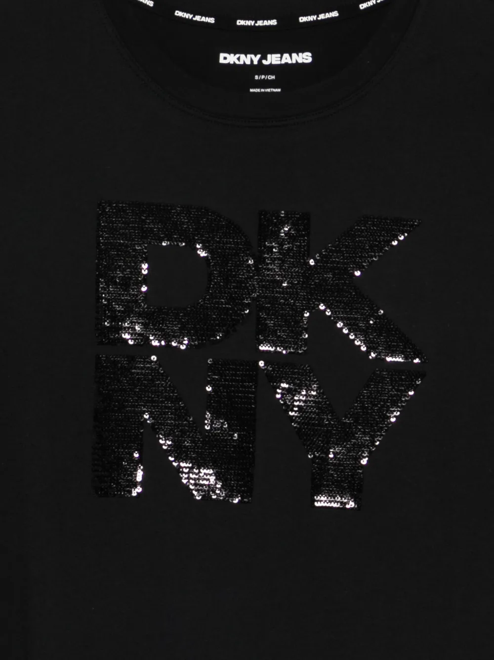 DKNY T-shirt met pailletten logo Zwart