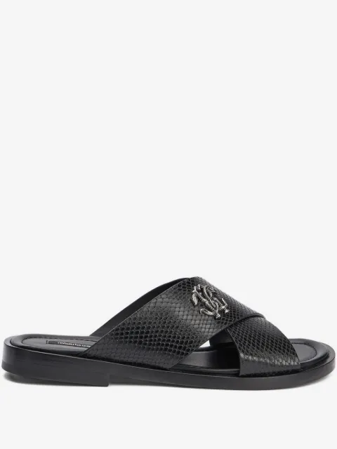 Roberto Cavalli sandalias con efecto de piel de serpiente y placa del logo
