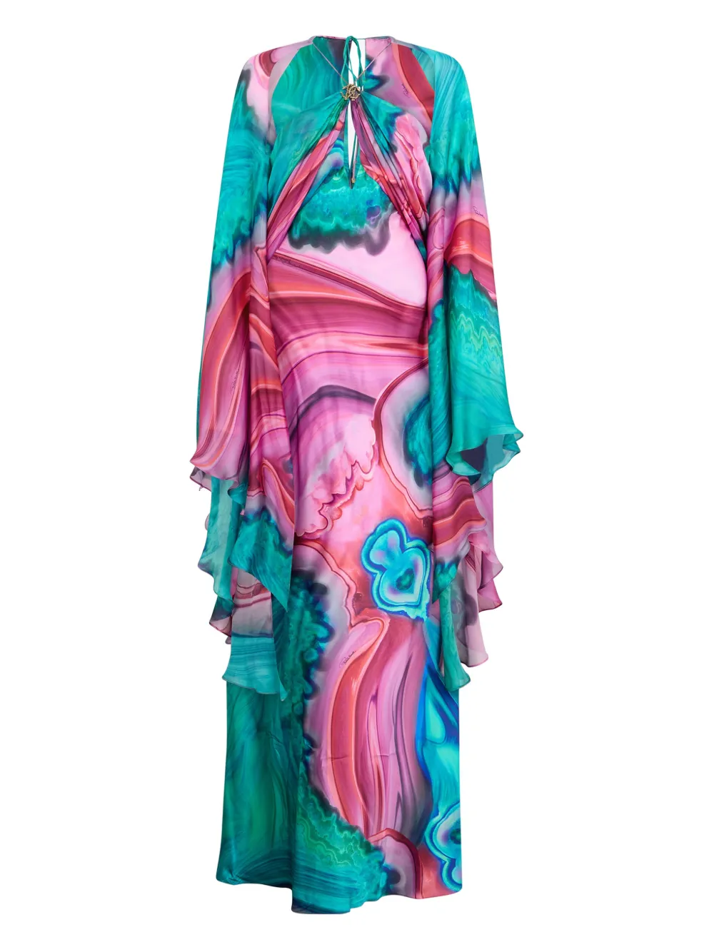 Roberto Cavalli cut-out marble-print dress - Rosa