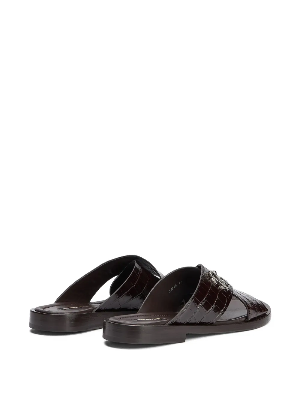 Roberto Cavalli Sandalen met krokodillen-reliëf en logo Bruin