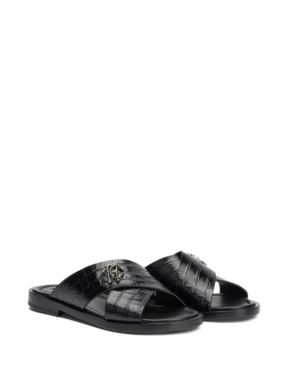Roberto Cavalli logo-plaque sandals - Zwart