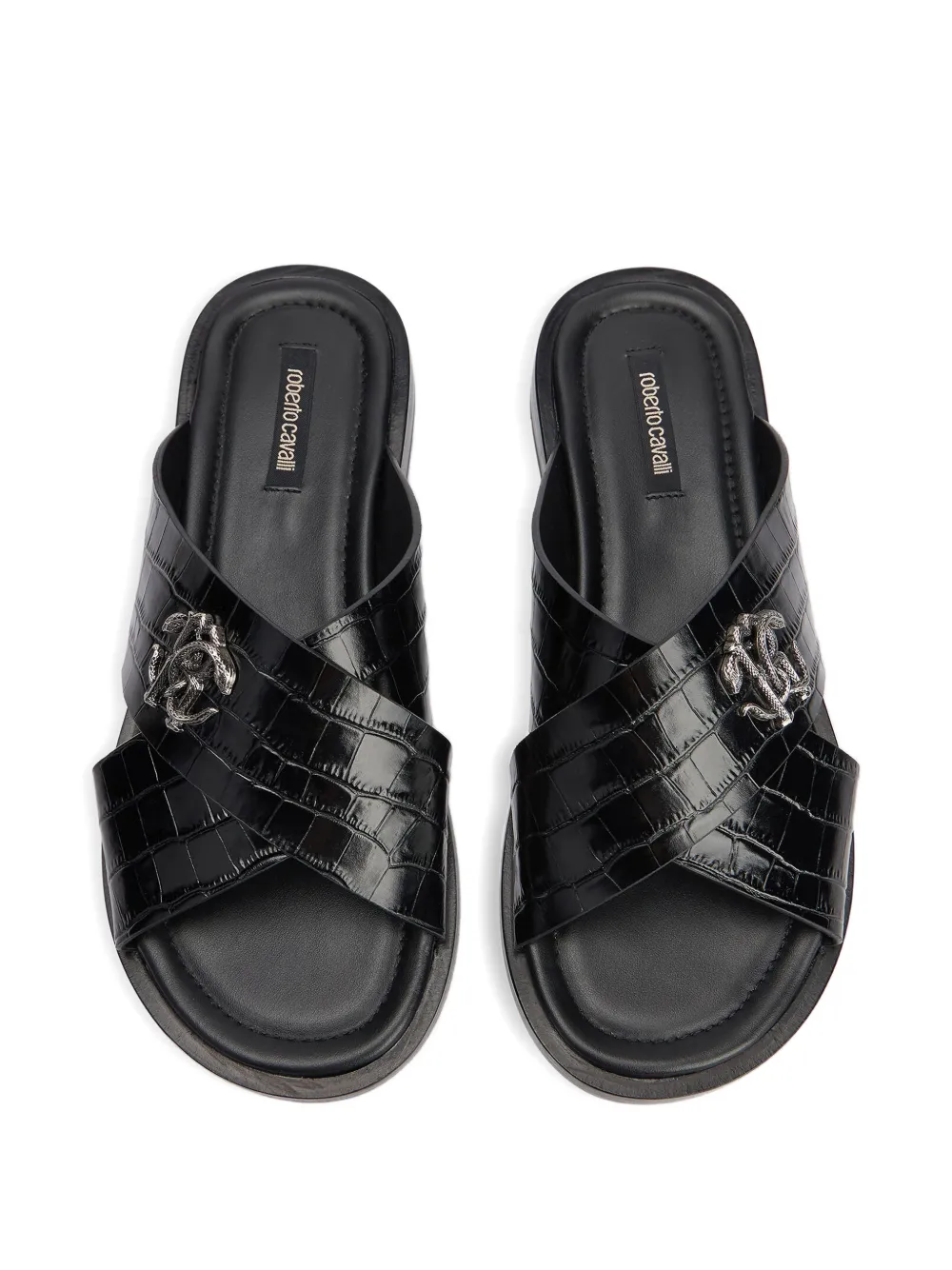 Roberto Cavalli Sandalen met logoplakkaat Zwart