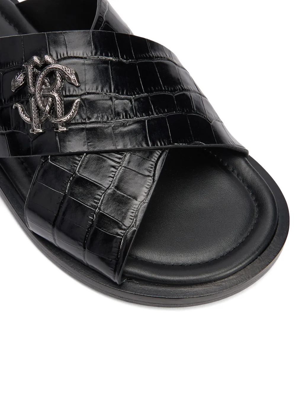 Roberto Cavalli Sandalen met logoplakkaat Zwart