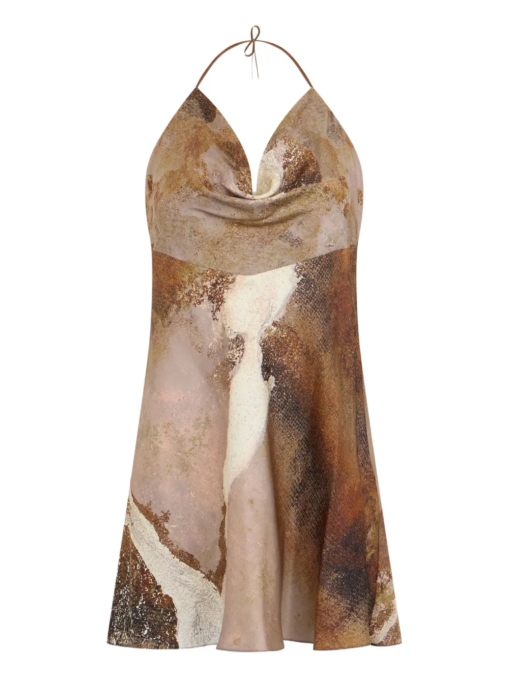 Roberto Cavalli marble-print silk dress - Marrone