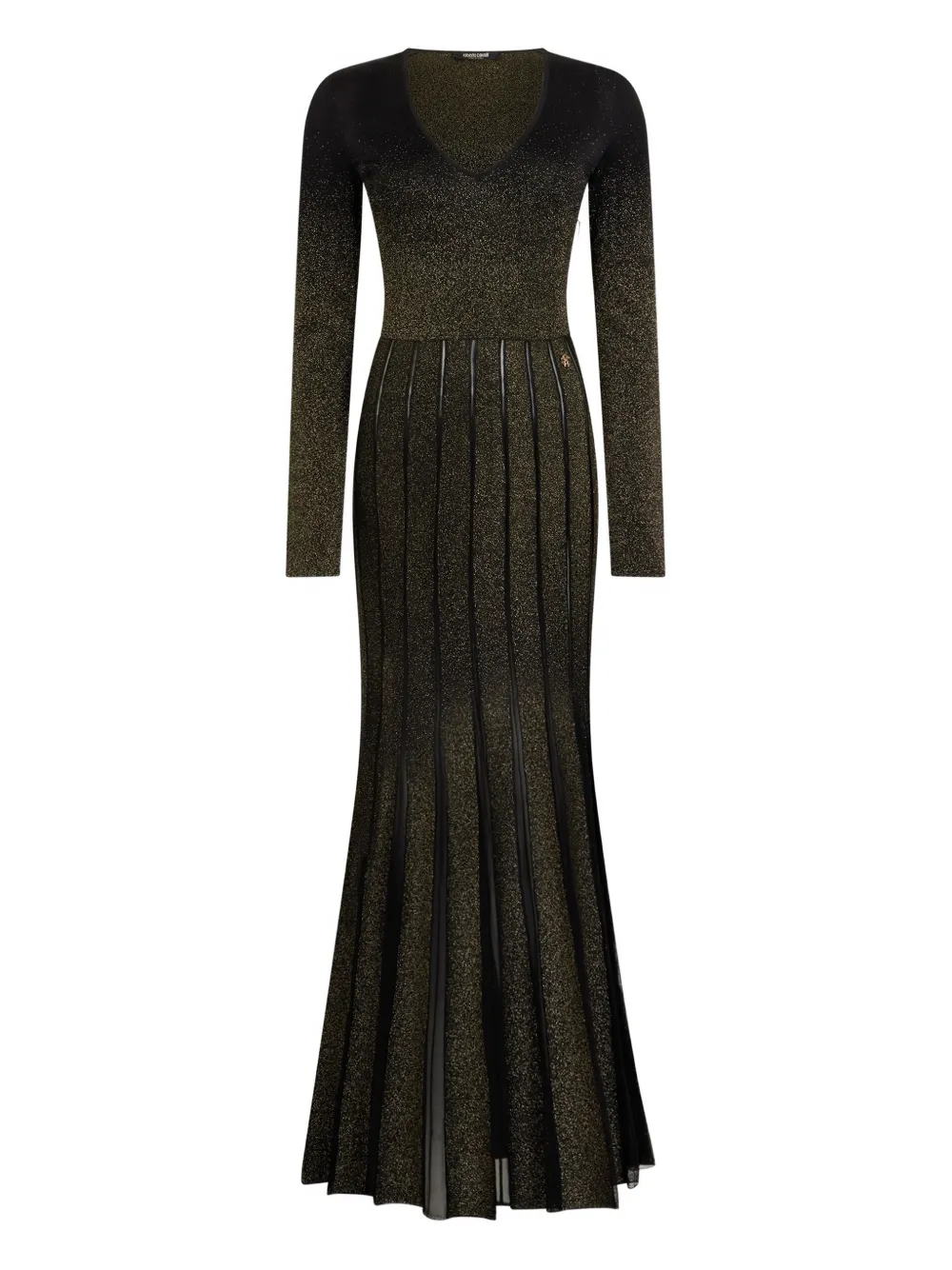 Roberto Cavalli pleated V-neck dress - Nero