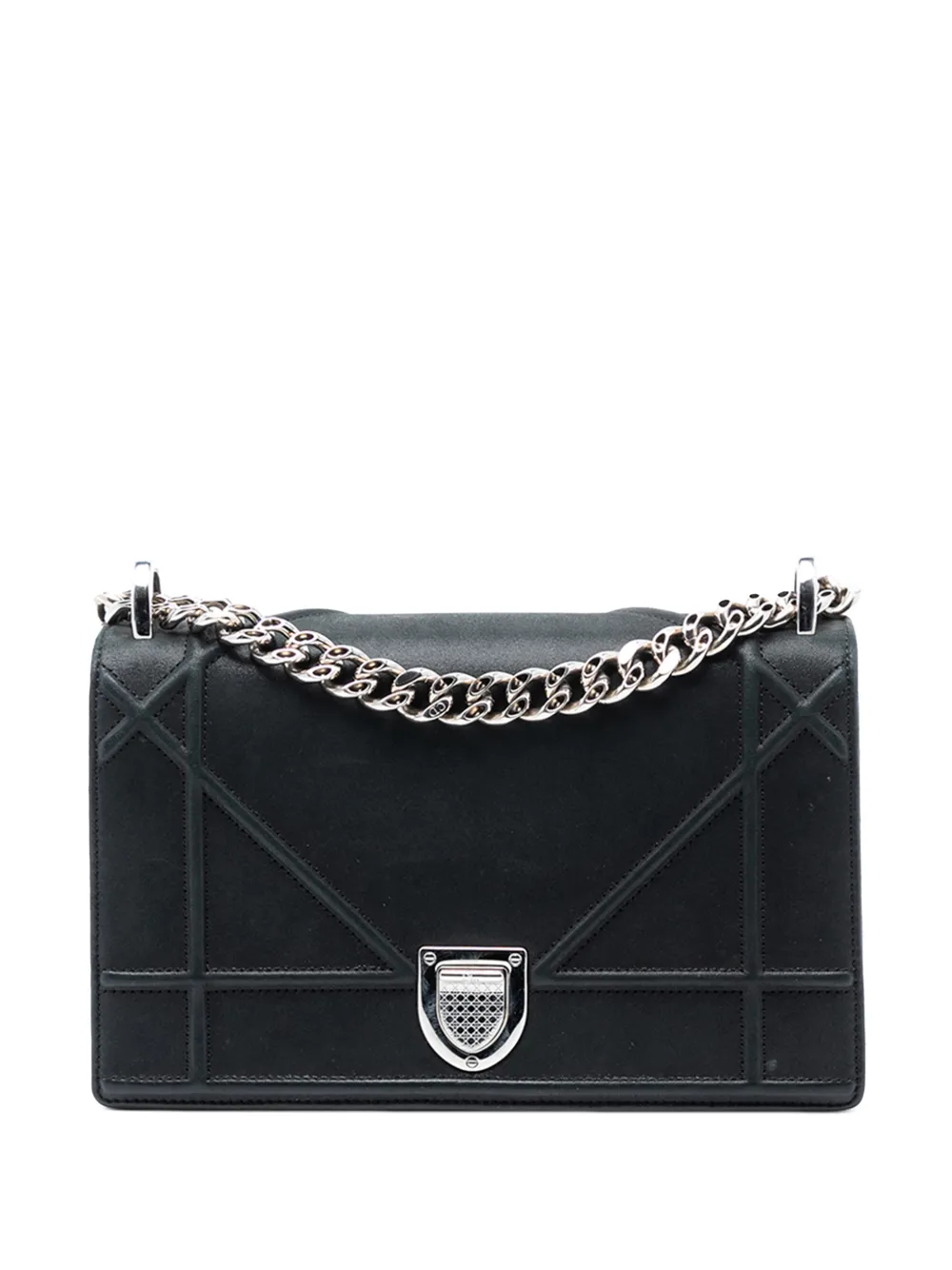 Pre-owned Dior 2015 Small Lambskin Ama Flap Crossbody Bag In Black