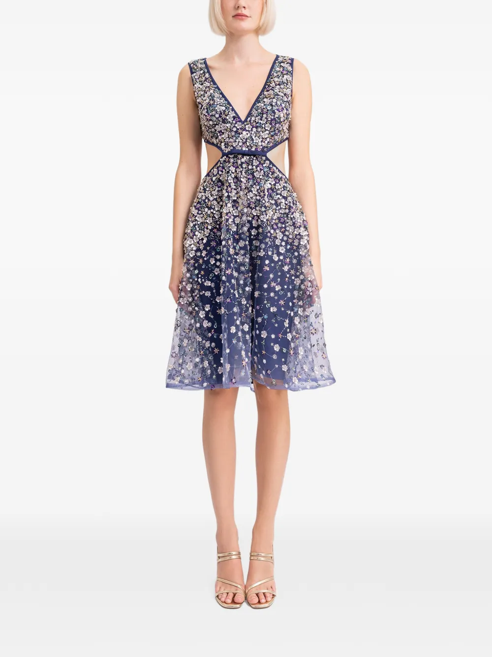 Gemy Maalouf Jurk met uitgesneden details en kralen Blauw