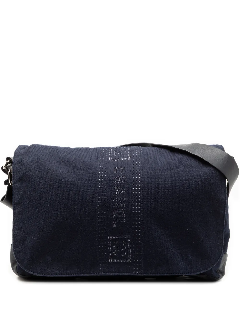 Pre-owned Chanel 2005-2006 Canvas Sports Line Logo Messenger Bag Crossbody Bag In Blue