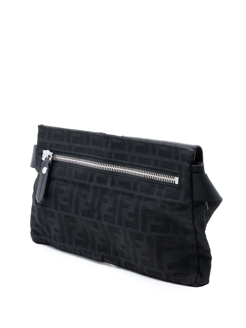 Fendi Pre-owned 2010-2025 Zucca Canvas Double Pocket Belt Bag in Black, view 3
