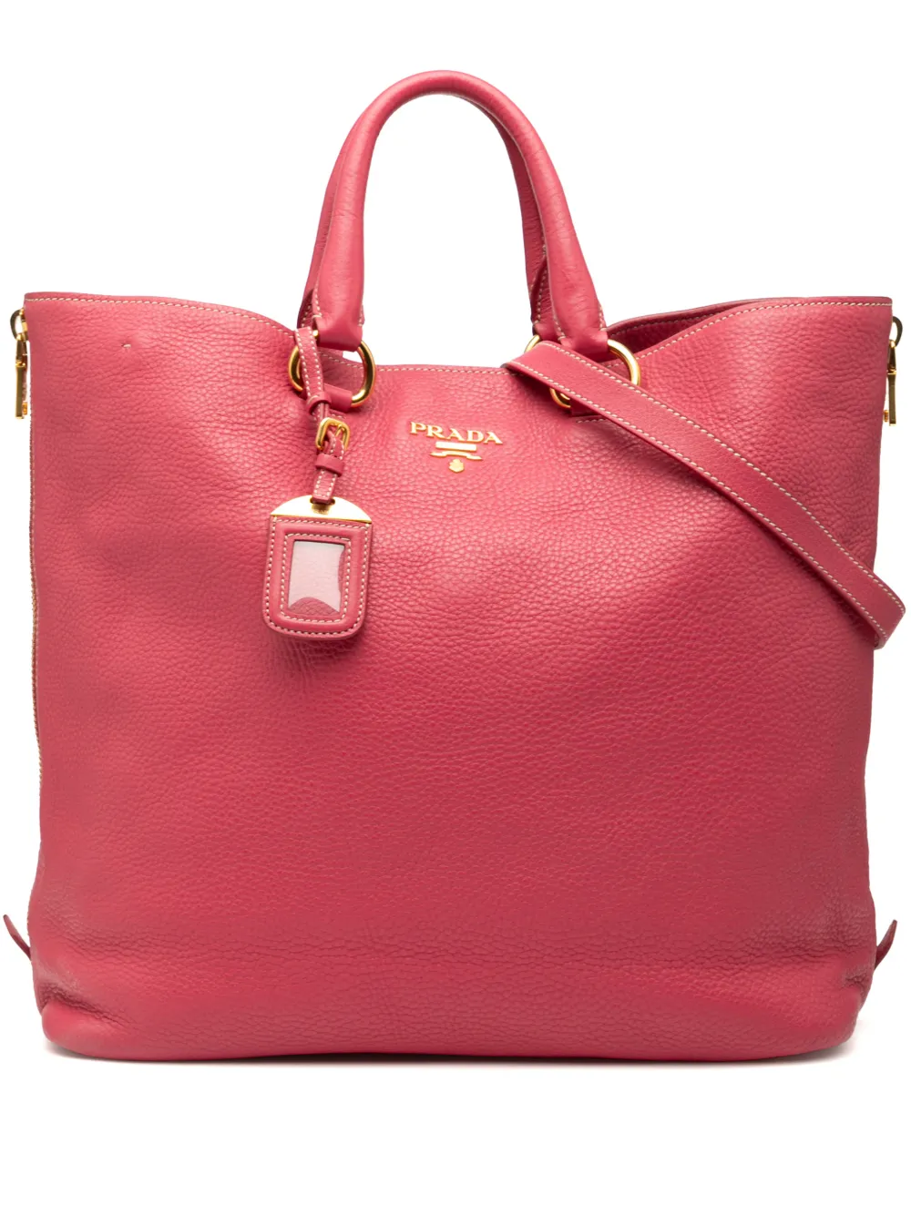 Prada Pre-Owned 2013-2025 Vitello Daino Side Zip Convertible Tote satchel - Rosa