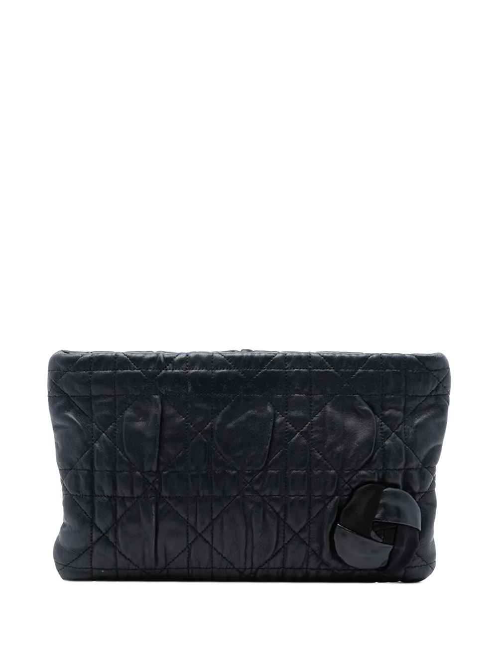 Christian Dior Pre-Owned 2010 Calfskin Cannage Rose clutch bag - Nero