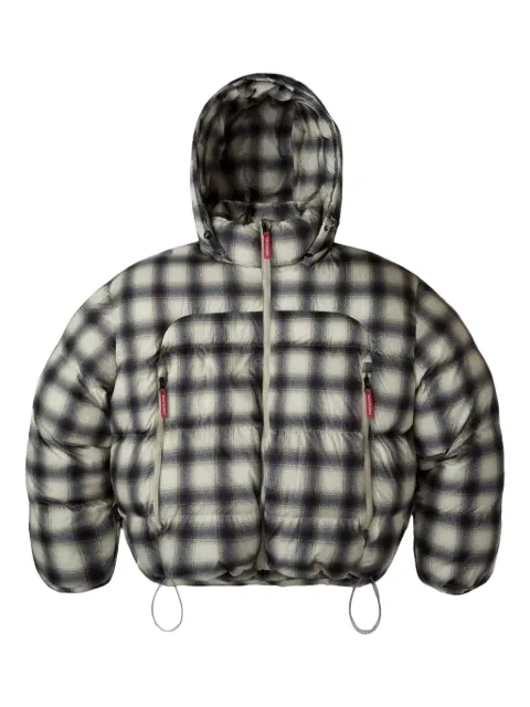 GV Gallery plaid hooded puffer jacket