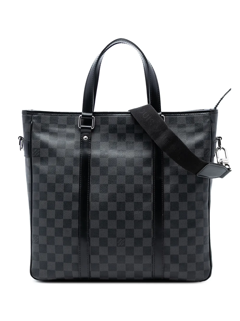 Pre-owned Louis Vuitton 2014 Damier Graphite Tadao Pm Satchel In Black