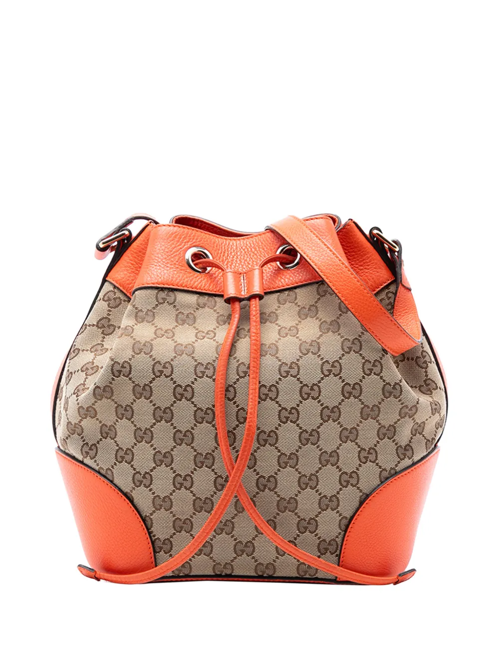 Pre-owned Gucci 2016-2025 Gg Canvas Drawstring Bucket Bag In Brown