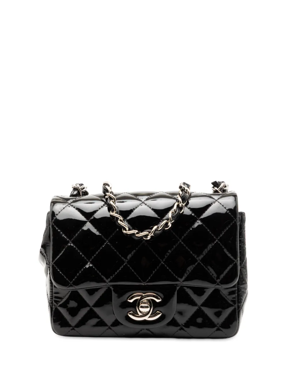 CHANEL Pre-Owned 2014 Mini Square Classic Patent Single Flap crossbody bag - Nero