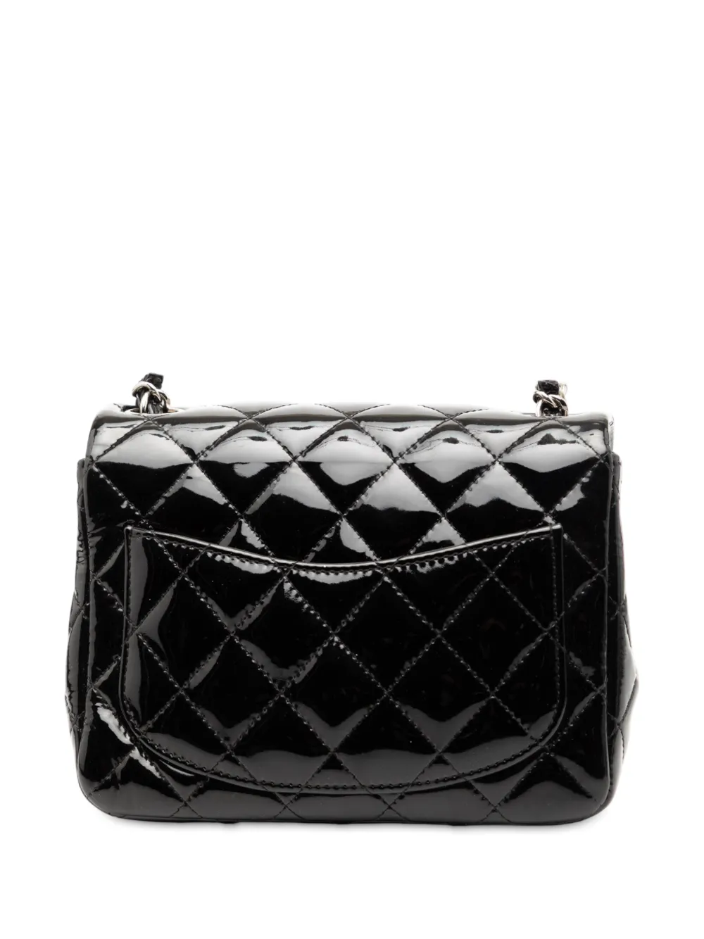 2014 Mini Square Classic Patent Single Flap Crossbody Bag
