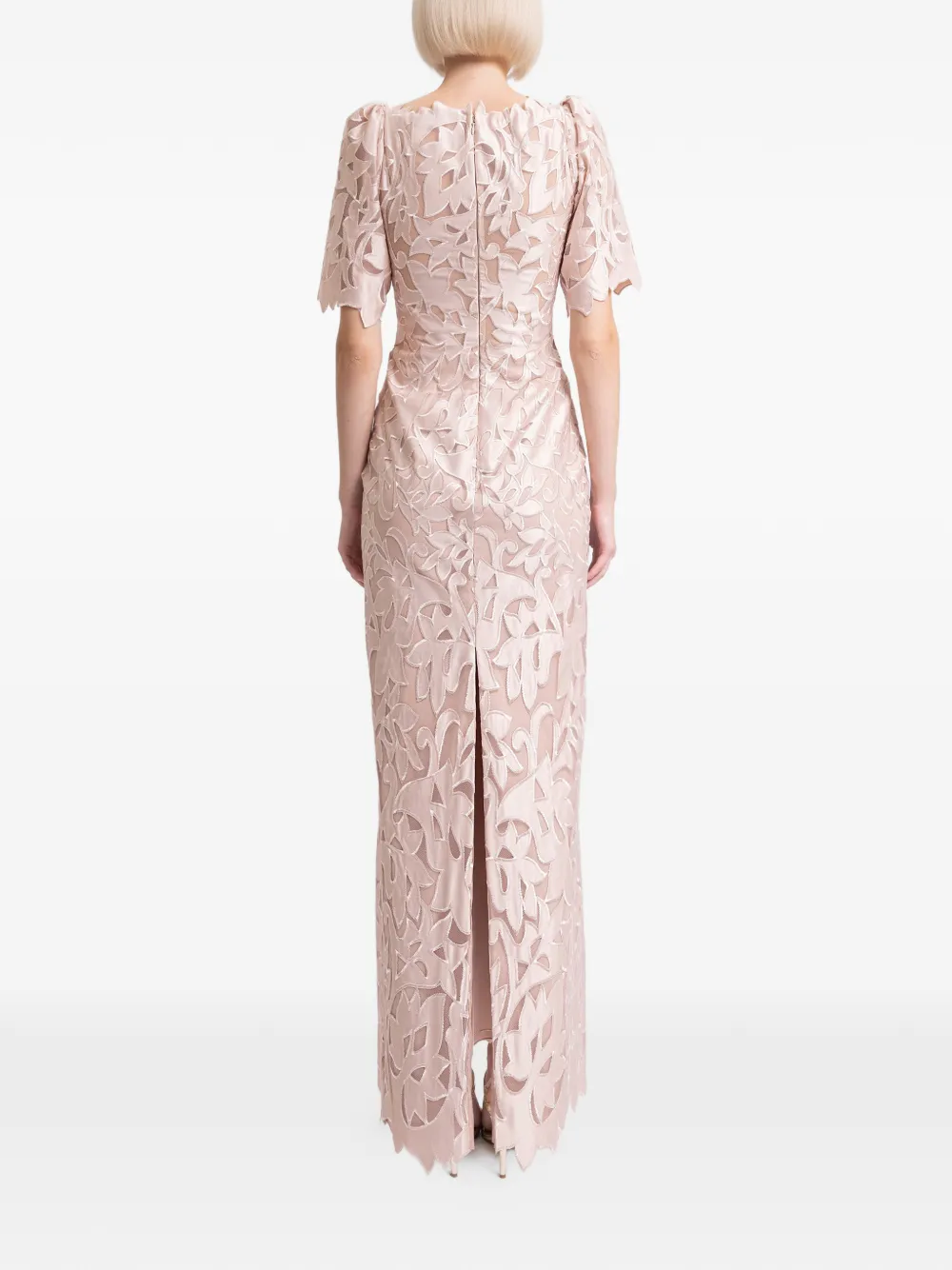 Gemy Maalouf embroidered satin long dress - Roze