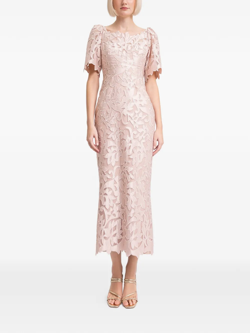 Gemy Maalouf floral-embroidery midi dress - Beige