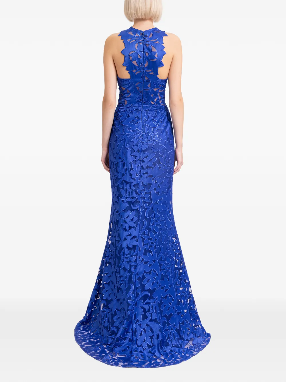 Gemy Maalouf Satijnen jurk met bloemenprint Blauw