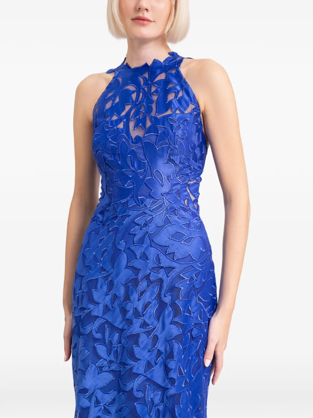 Gemy Maalouf Satijnen jurk met bloemenprint Blauw