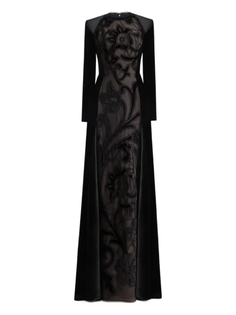 Gemy Maalouf floral-embroidery velvet dress