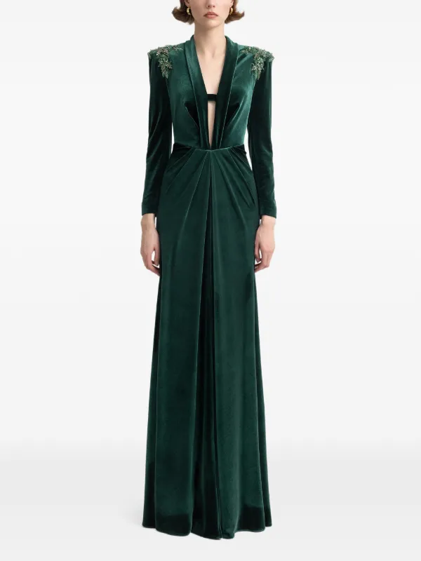 gemy maalouf green dress Asymmetrical Draped Dress