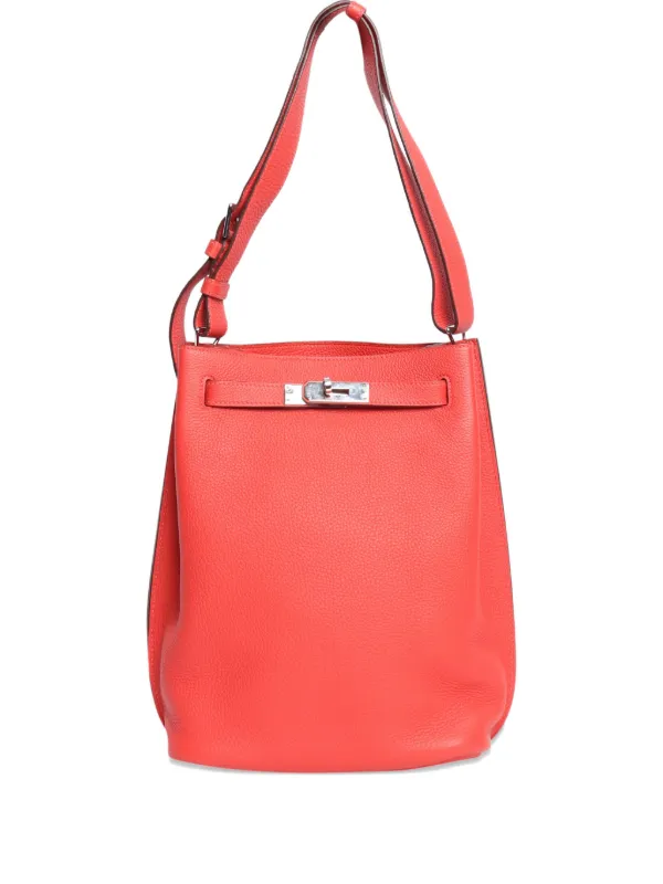 Hermès Pre-owned 2014 So Kelly Leather Shoulder Bag in Red