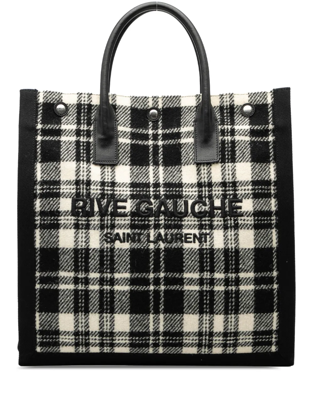 Saint Laurent Pre-Owned 2020 Plaid Wool Rive Gauche North South tote bag - Nero