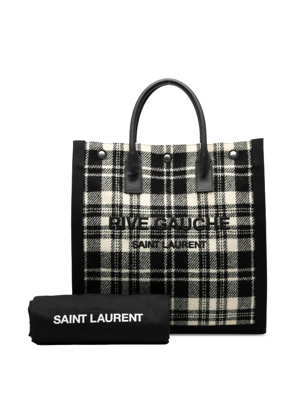 2020 Plaid Wool Rive Gauche North South Tote Bag