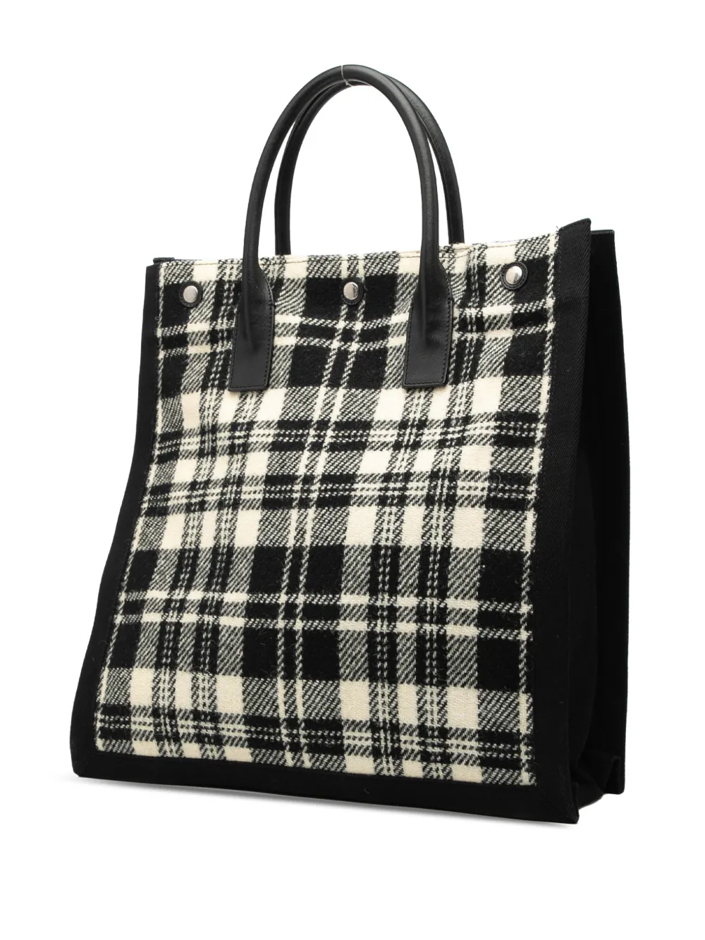 2020 Plaid Wool Rive Gauche North South Tote Bag