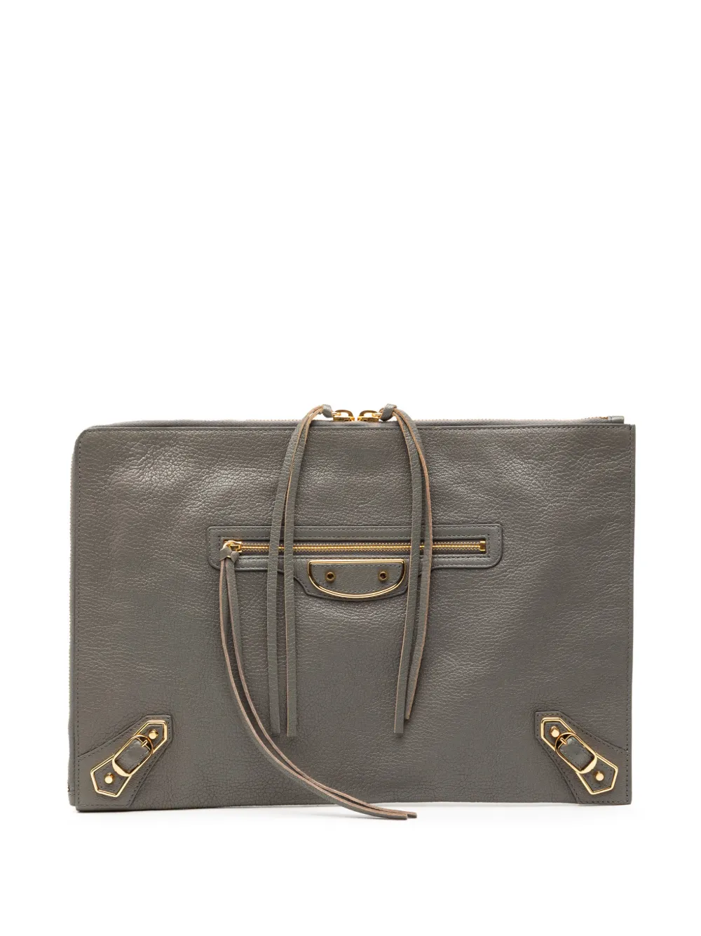 Balenciaga Pre-Owned 2005-2025 Lambskin Motocross Metallic Edge Flat clutch bag - Grigio