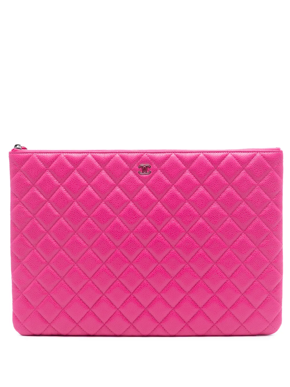 CHANEL Pre-Owned 2014-2015 Large Quilted Caviar O Case clutch bag - Rosa