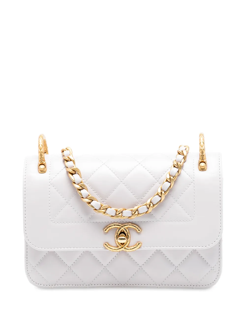 CHANEL Pre-Owned 2021-2025 CC Quilted Calfskin Single Flap crossbody bag - Bianco