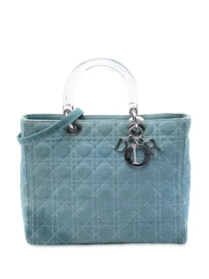 Christian Dior Pre-Owned 1999 Large Denim Cannage Acrylic Handles