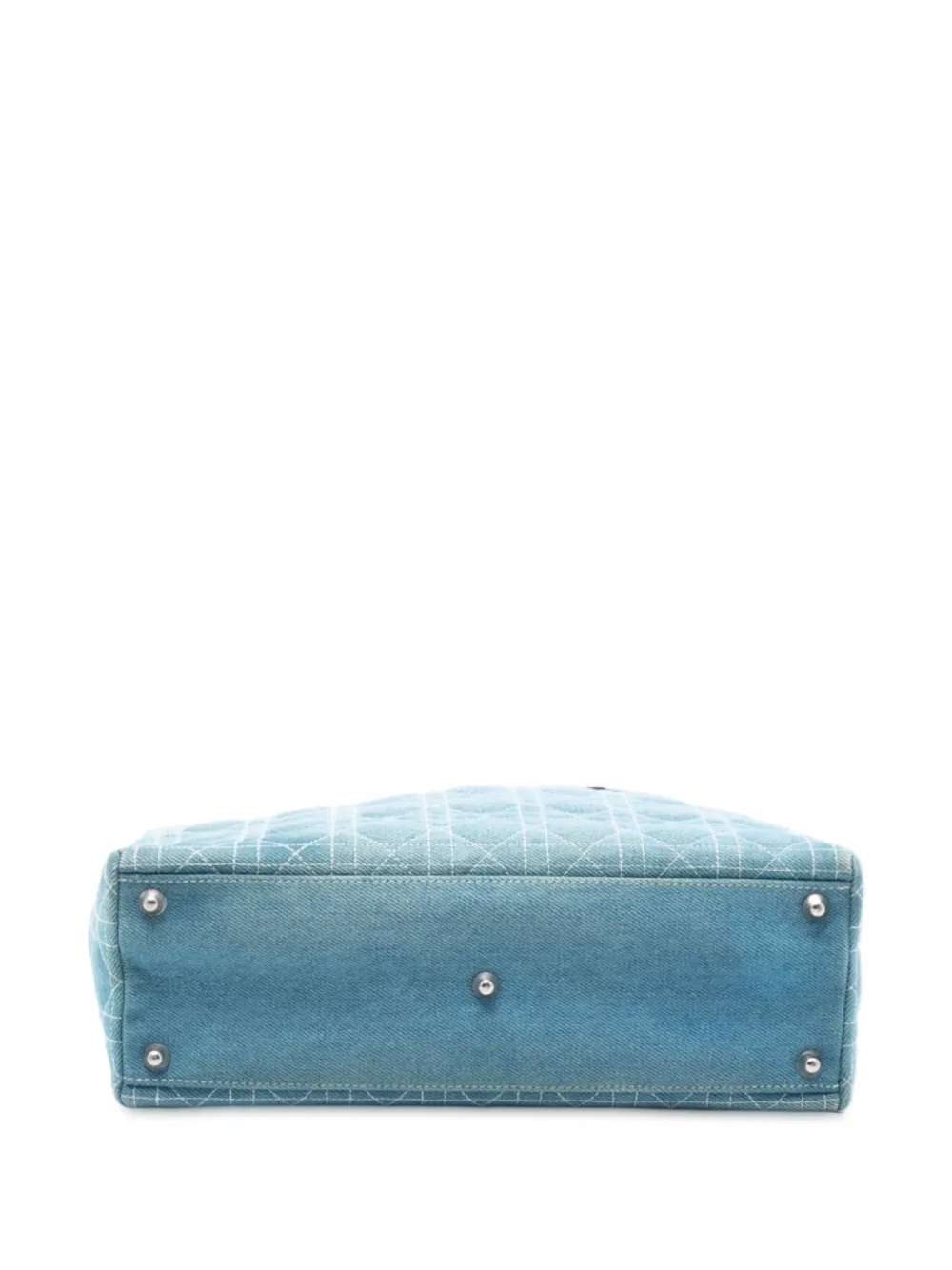 2000 Large Denim Cannage Acrylic Handles Lady Dior Satchel