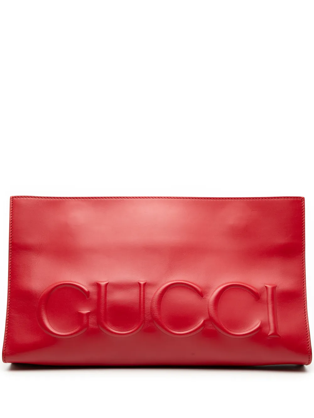Gucci Pre-Owned 2000-2015 Embossed Leather Logo clutch bag - Rosso
