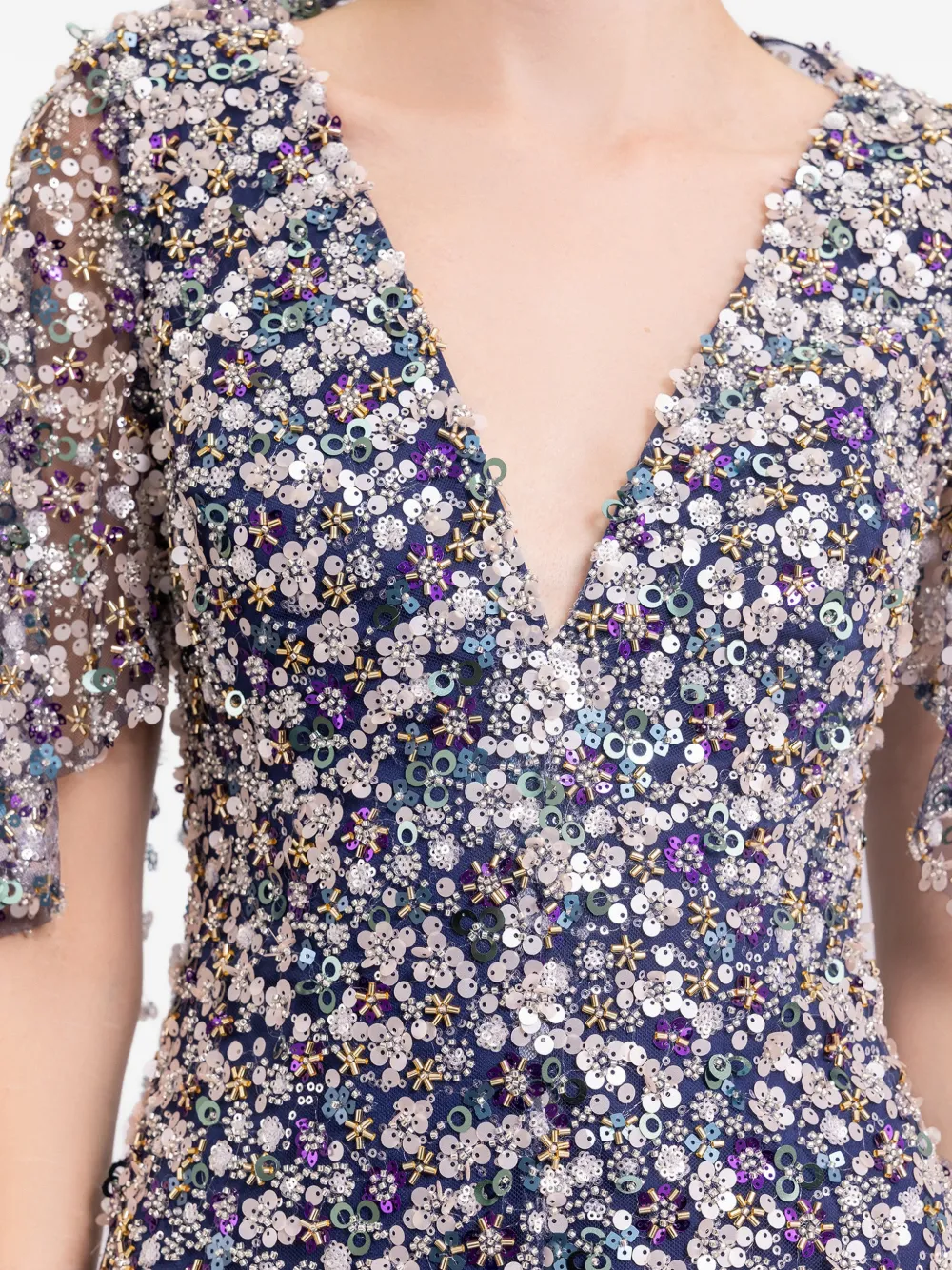 Gemy Maalouf Jurk met cape en kralen Blauw